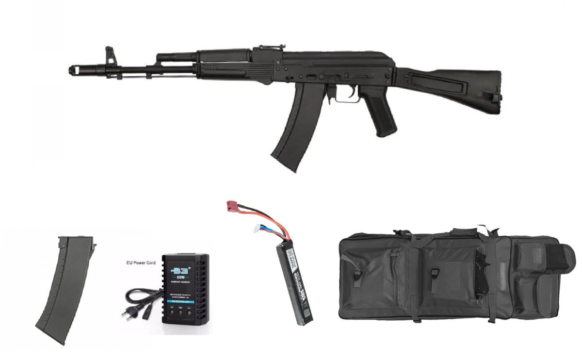 S&T AK74 AEG 1 J Full Metal – Pack housse + chargeur supplémentaire